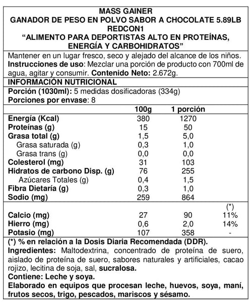Ganador de masa Mass Gainer 6 lbs - Redcon1 Chocolate