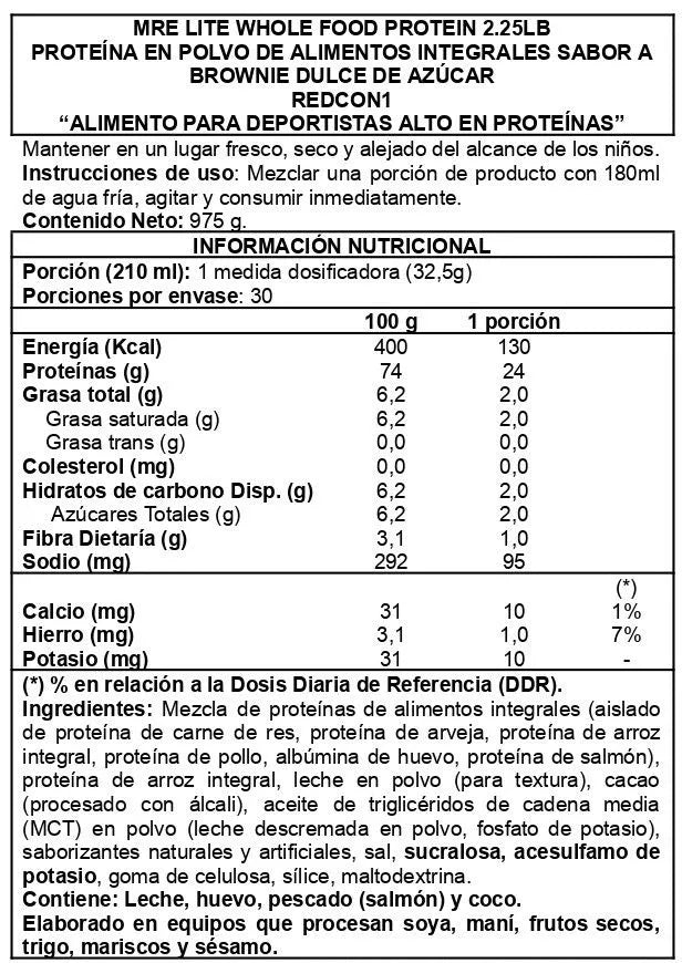 Proteína REDCON1 MRE LITE – 2 lbs | 30 Servicios