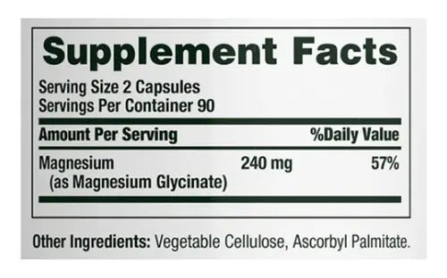 Magnesium Glycinate 240mg 180 caps - Nature's Bounty