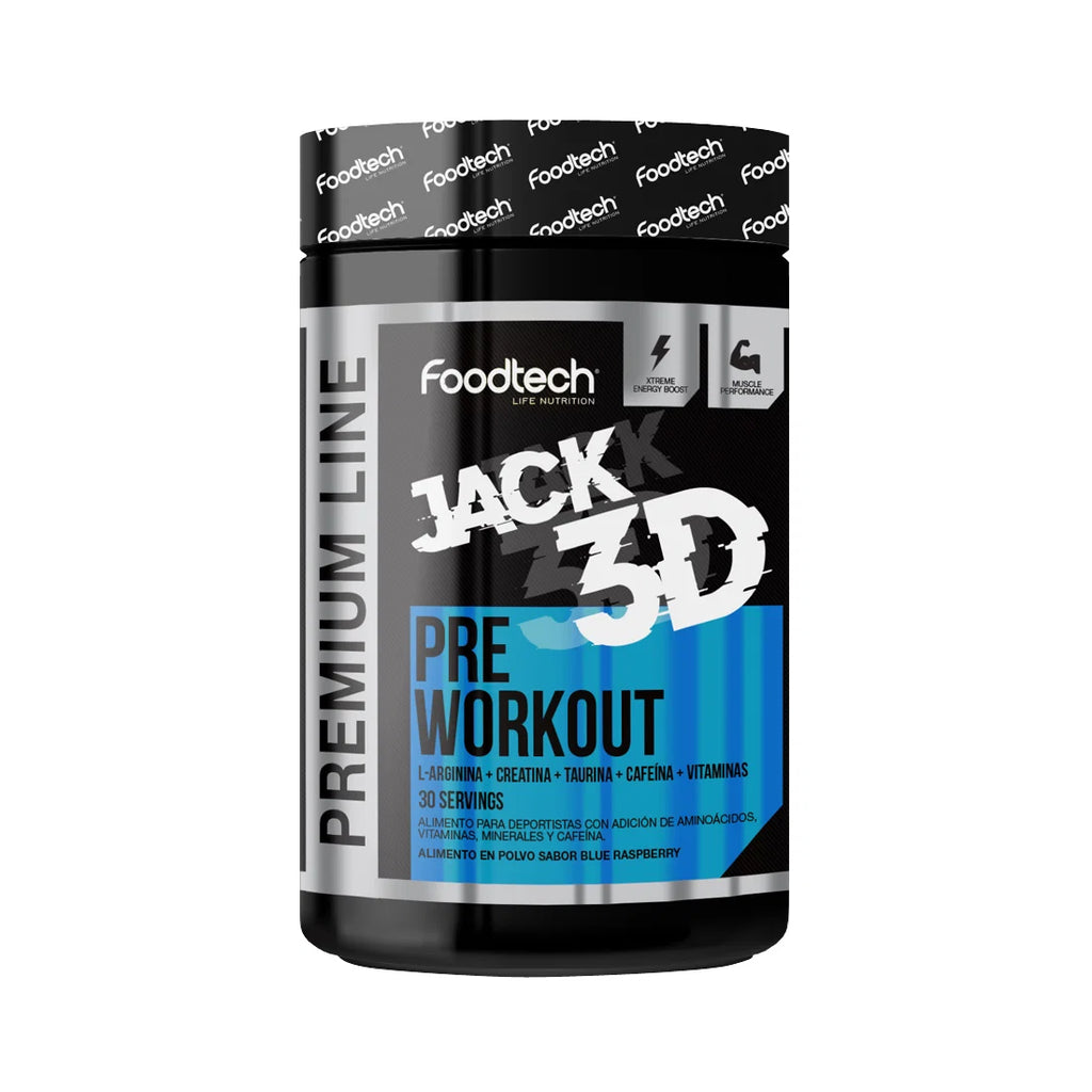 Pre entreno Jack3d Pre-Entreno Premium Line 600g - Foodtech Blue Raspberry